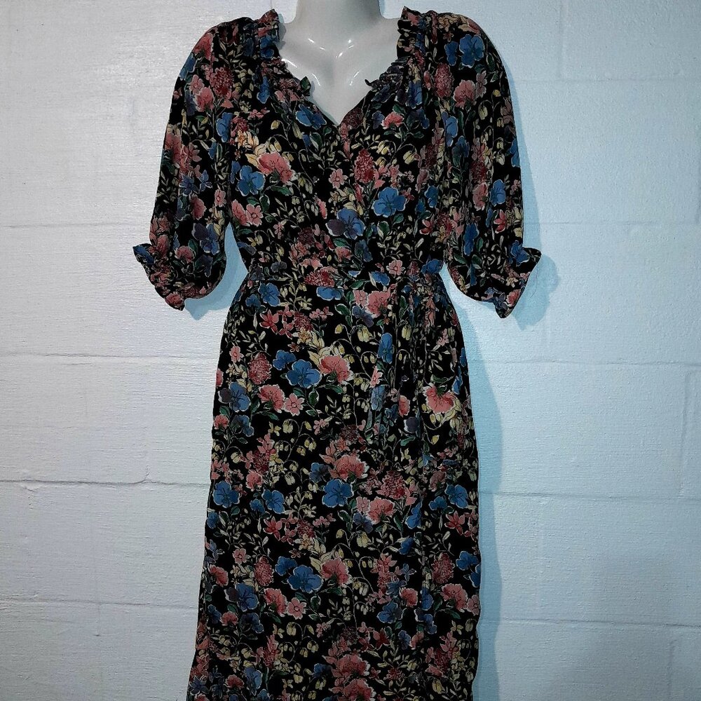 Dress Forum Los Angeles Women's Small Floral Boho Ruffle Spring Dress